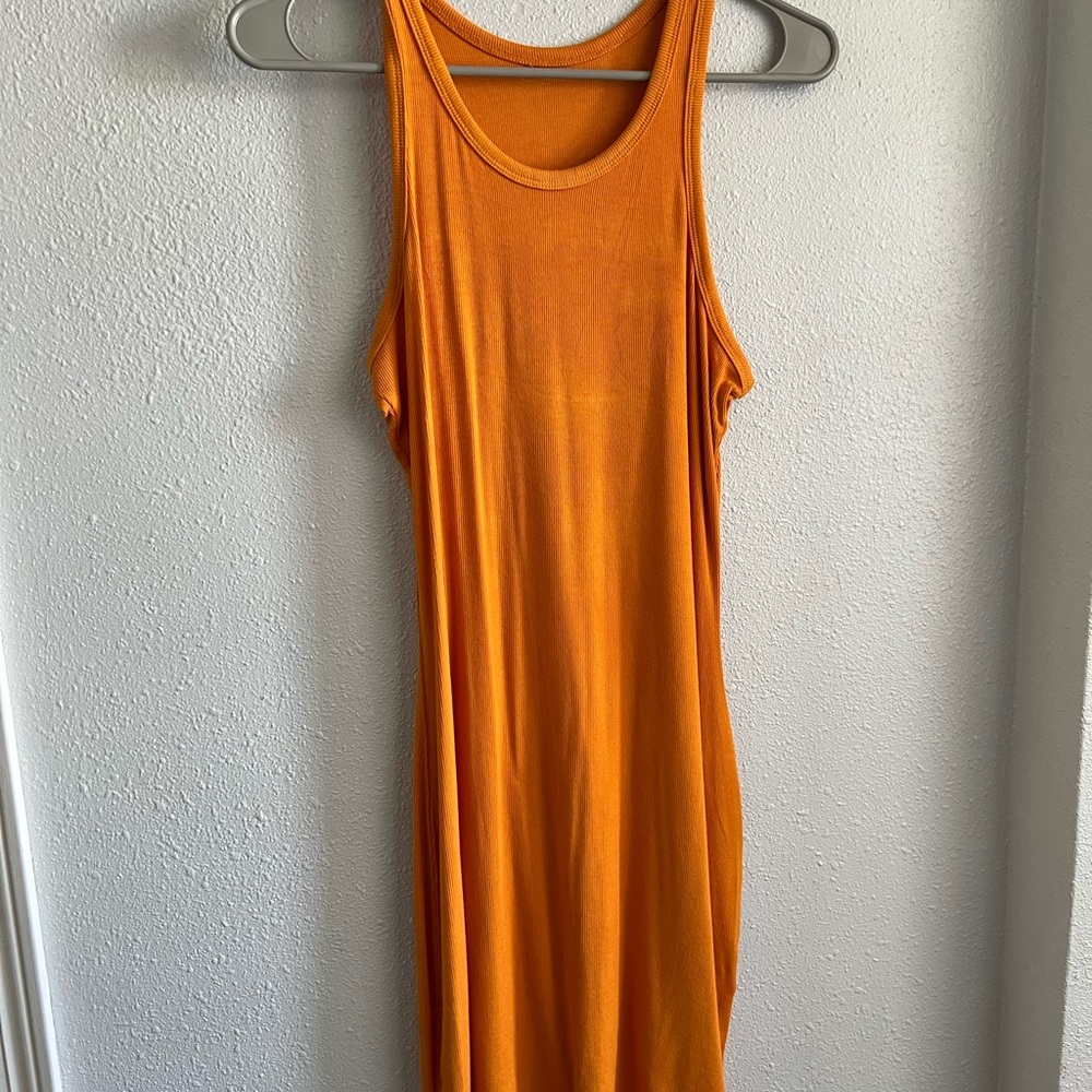 Orange Ribbed Mini Dress - Picture 3 of 6